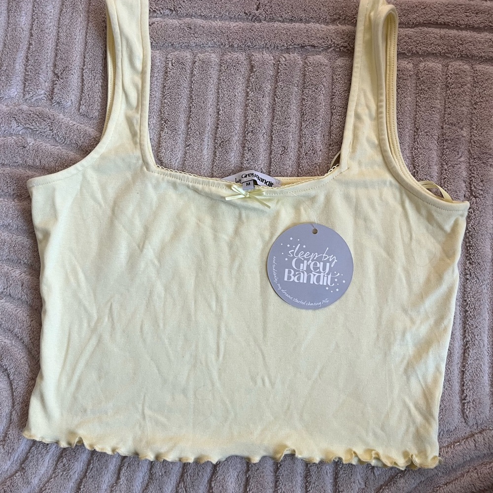 Grey Bandit Sleep Yellow Tank Top